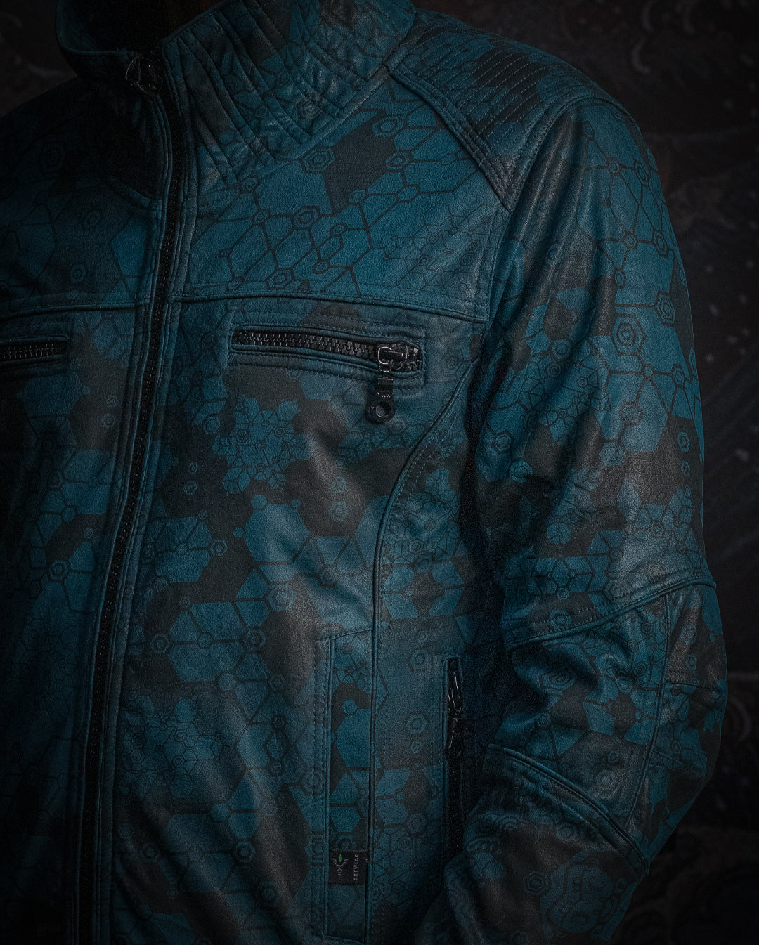 Jacket Men ALIEN / Fake Leather - Teal SHAMANKA